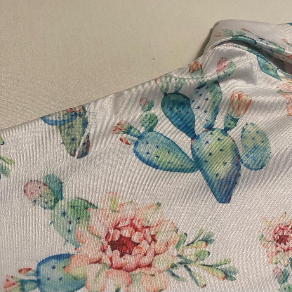 Bad Birdie Floral Cactus Polo Mens L Golf Performance Stretch - Picture 10 of 14